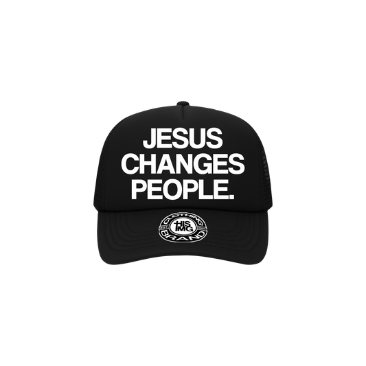 "JESUS CHANGES PEOPLE." Trucker Hat