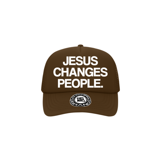 "JESUS CHANGES PEOPLE." Trucker Hat