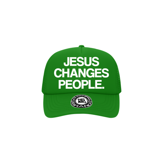 "JESUS CHANGES PEOPLE." Trucker Hat