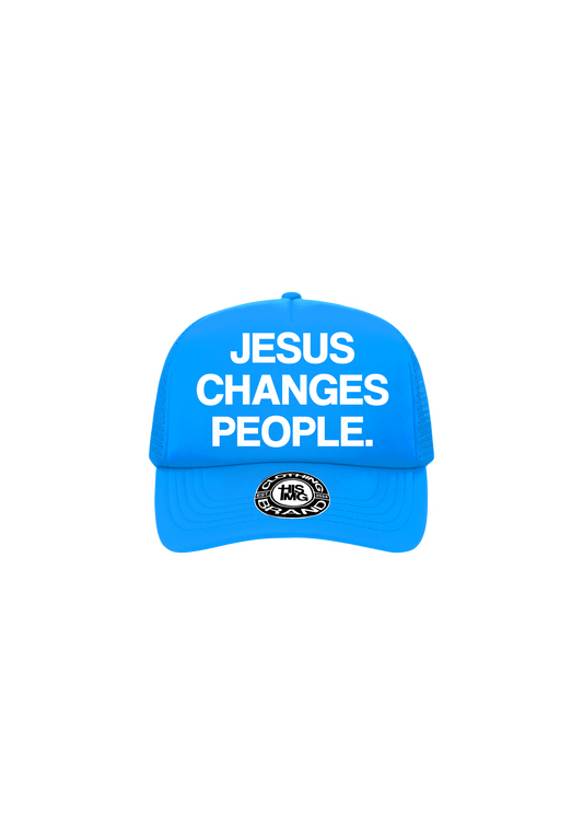 "JESUS CHANGES PEOPLE." Trucker Hat