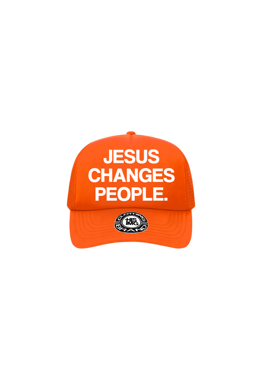 "JESUS CHANGES PEOPLE." Trucker Hat
