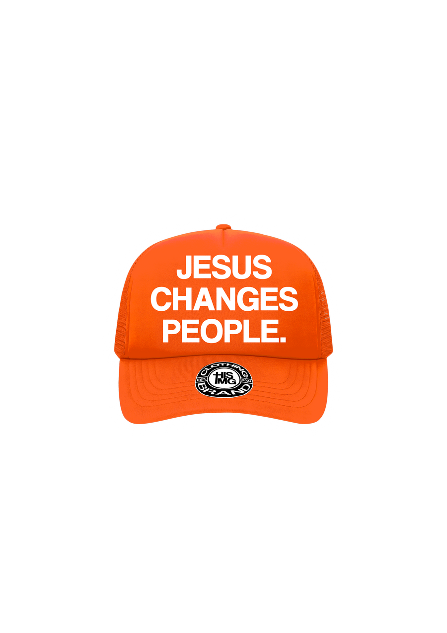 "JESUS CHANGES PEOPLE." Trucker Hat