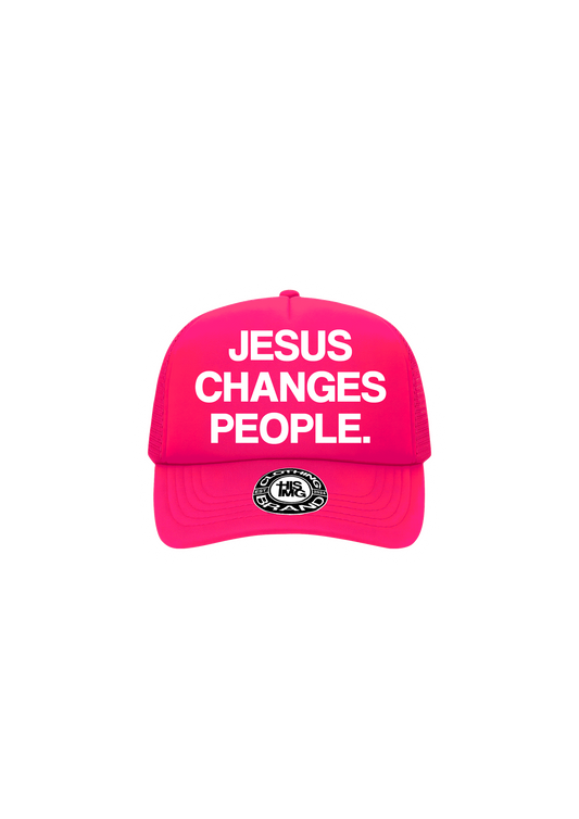 "JESUS CHANGES PEOPLE." Trucker Hat