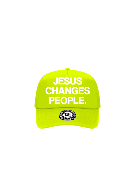 "JESUS CHANGES PEOPLE." Trucker Hat