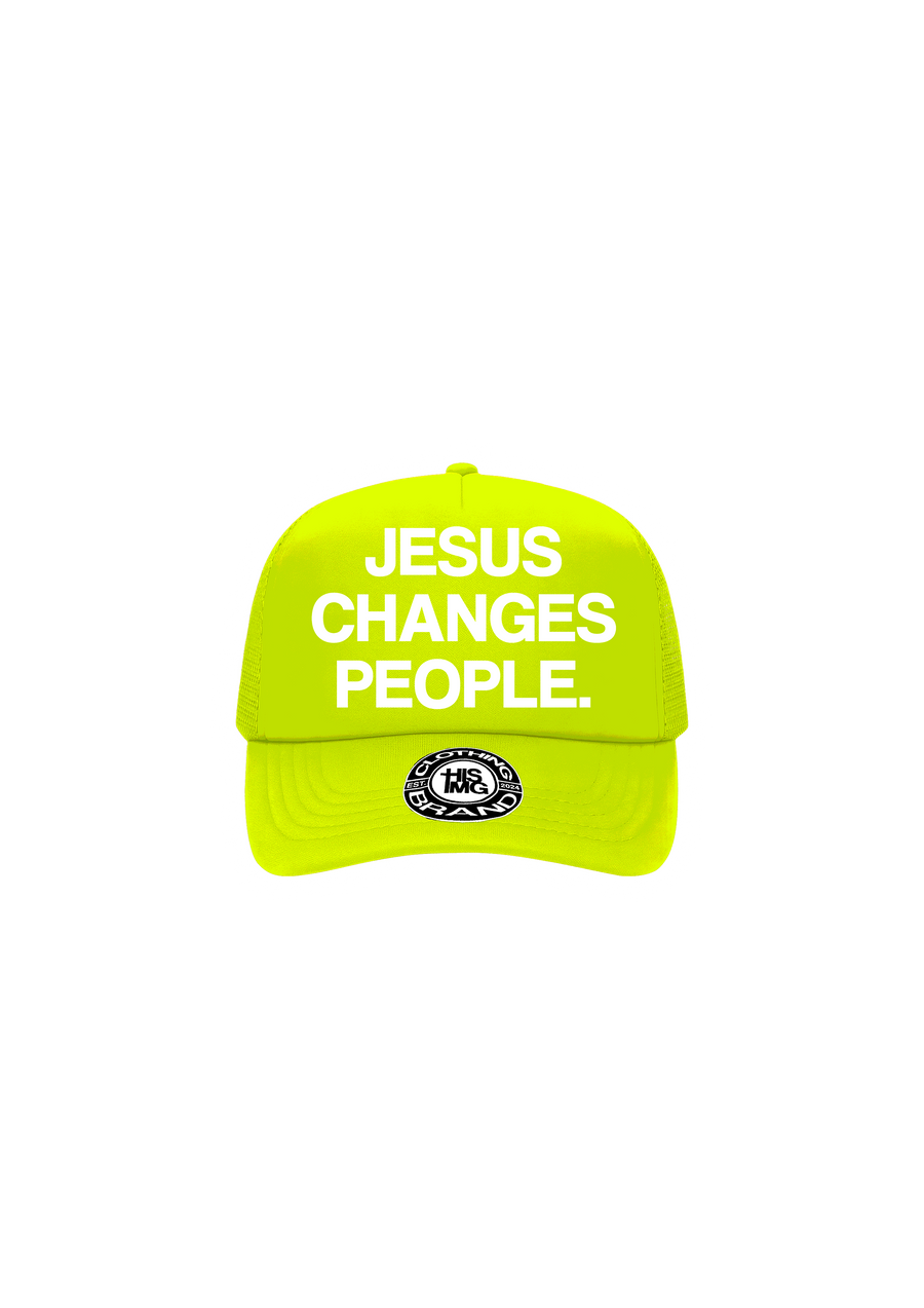 "JESUS CHANGES PEOPLE." Trucker Hat