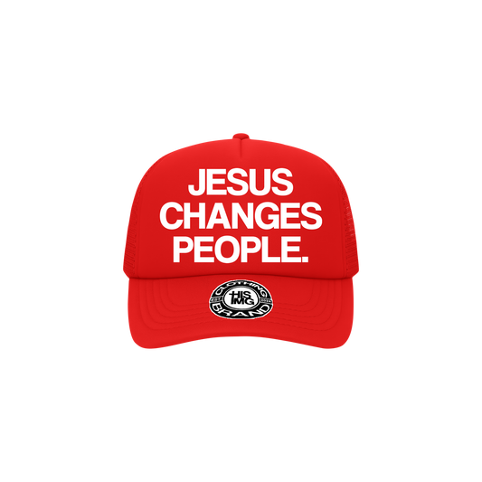 "JESUS CHANGES PEOPLE." Trucker Hat