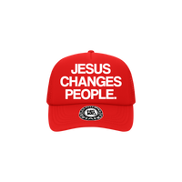 "JESUS CHANGES PEOPLE." Trucker Hat