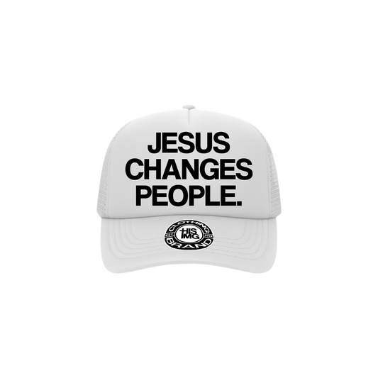 "JESUS CHANGES PEOPLE." Trucker Hat
