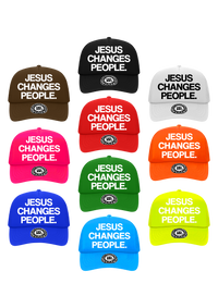 "JESUS CHANGES PEOPLE." Trucker Hat