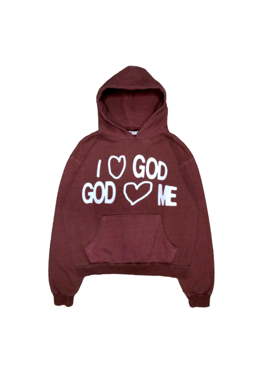 "I <3 GOD" MAHOGANY HOODIE