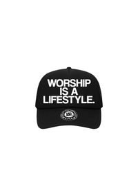 "WORSHIP IS A LIFESTYLE." Trucker Hat